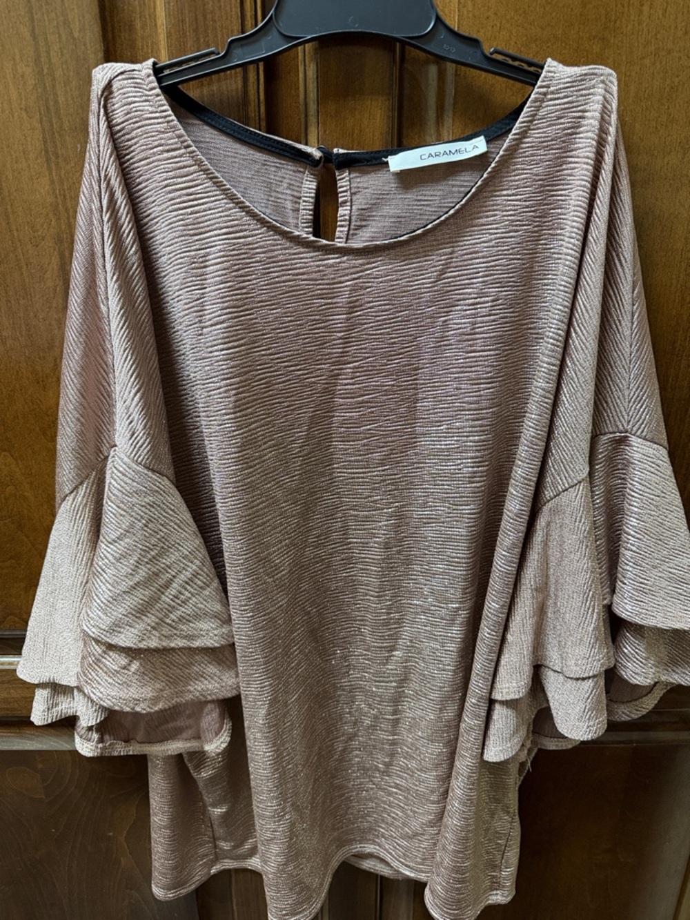 Caramel Blush Pink Tiered Ruffle Sleeve Tunic